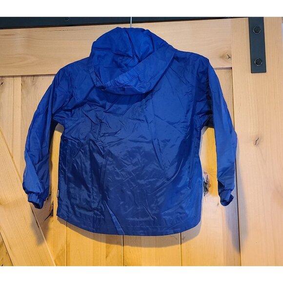 Vintage OshKosh Blue Windbreaker Rain Jacket Hooded Size 6/7 Packable - Picture 2 of 14